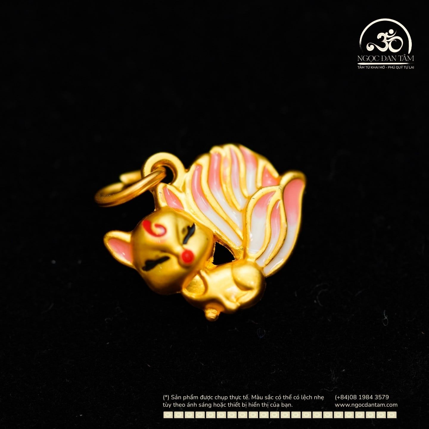  Charm Treo Cửu Vĩ Hồ 13,87mm - Kim Loại Mạ Vàng Cao Cấp 