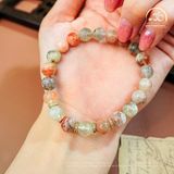  Vòng Tay Đá Mặt Trời Đa Sắc Phối 8mm Charm Mạ Vàng 