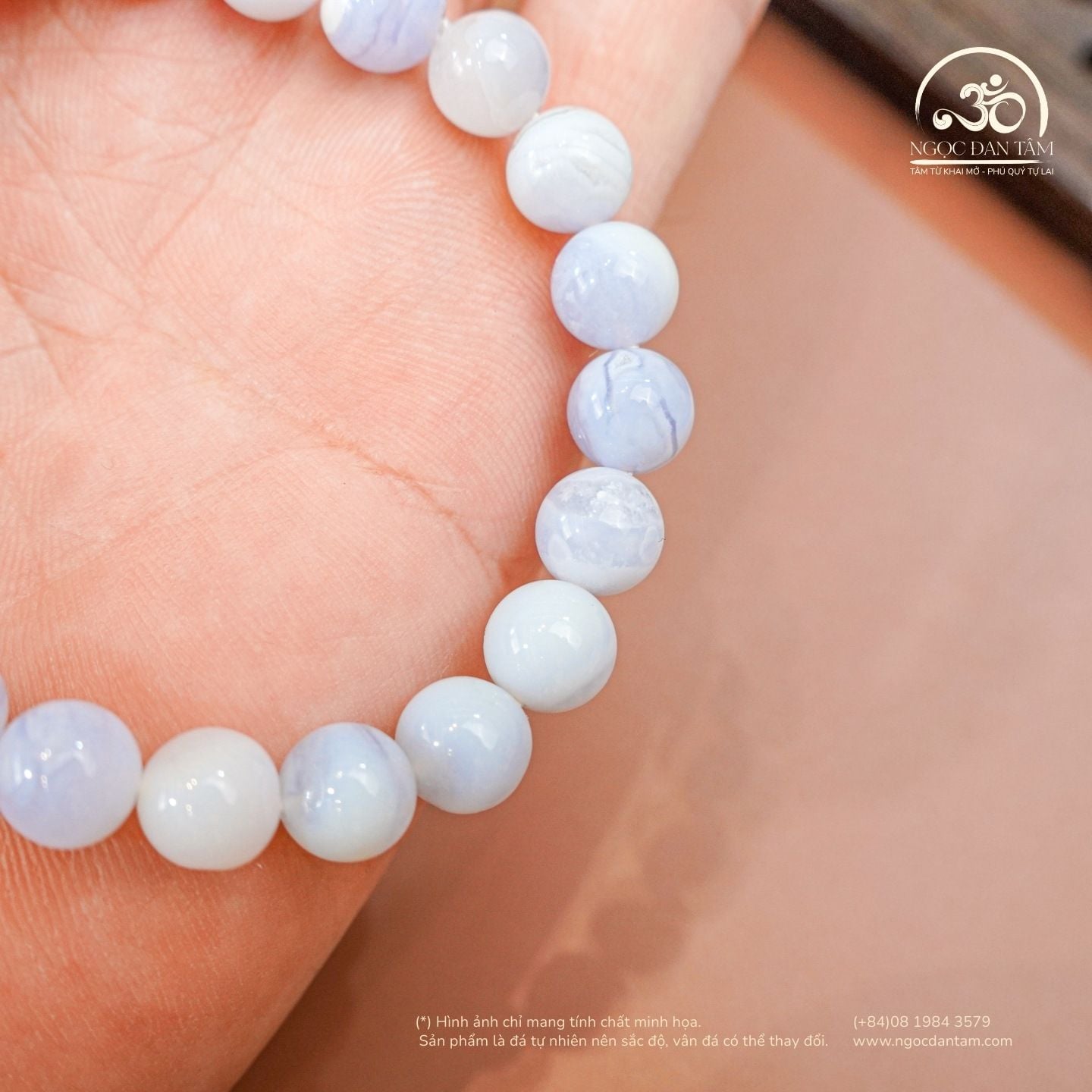  Vòng Tay Mã Não Xanh Lace 8mm 3A 