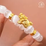  Vòng Tay Đá Selenite 3A - 10mm Phối Charm Long Quy 