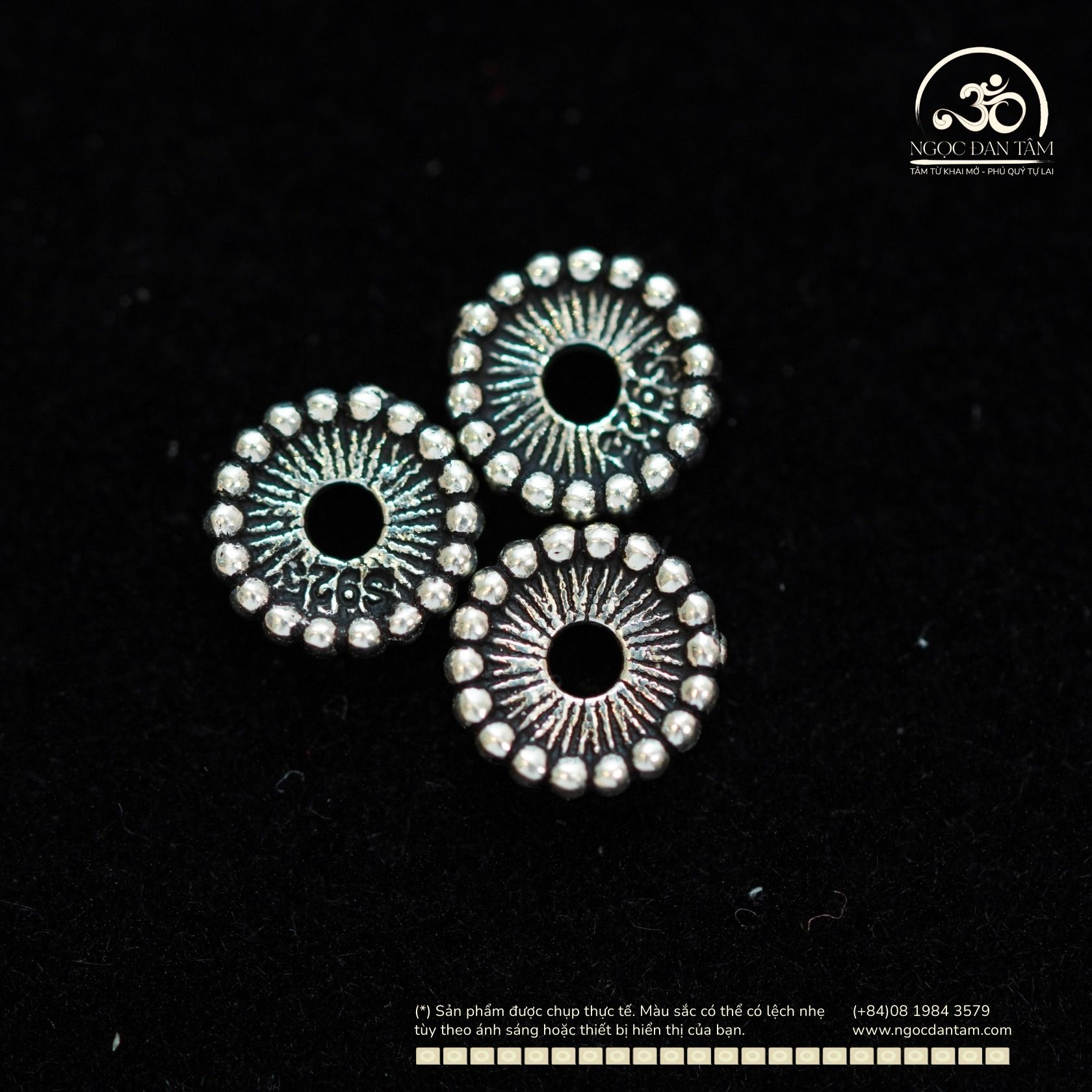  Charm Bạc Bánh Xe Hoa 6mm - Bạc Cao Cấp 