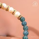  Vòng Tay Ngọc Hòa Điền Phối 7mm 2A Ngọc Trai Trắng 8mm 