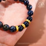  Vòng Tay Đá Giông Bão 9mm 5A Phối Charm Bạc Mạ Vàng 