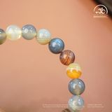  Vòng Tay Mã Não Botswana 2A - 8mm Phối Charm Hoa Vuông 