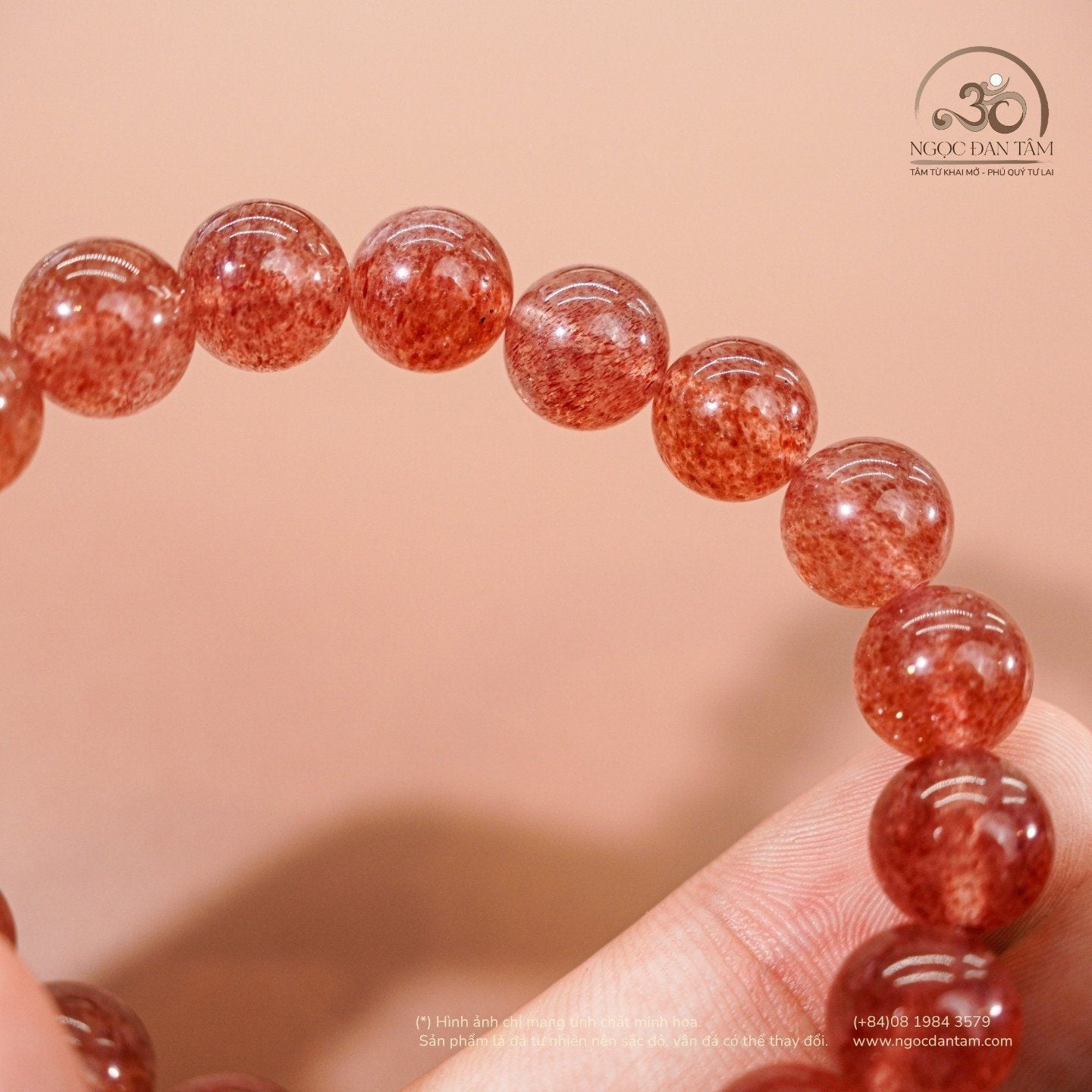  Vòng Tay Thạch Anh Dâu Tây 10mm 5A 