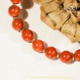  Vòng Tay Dzi Mặt Trời Mặt Trăng Phối Ngọc Bích Đỏ 8mm 