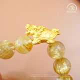  Vòng Tay Thạch Anh Tóc Vàng 11mm 7A Phối Charm Long Quy 