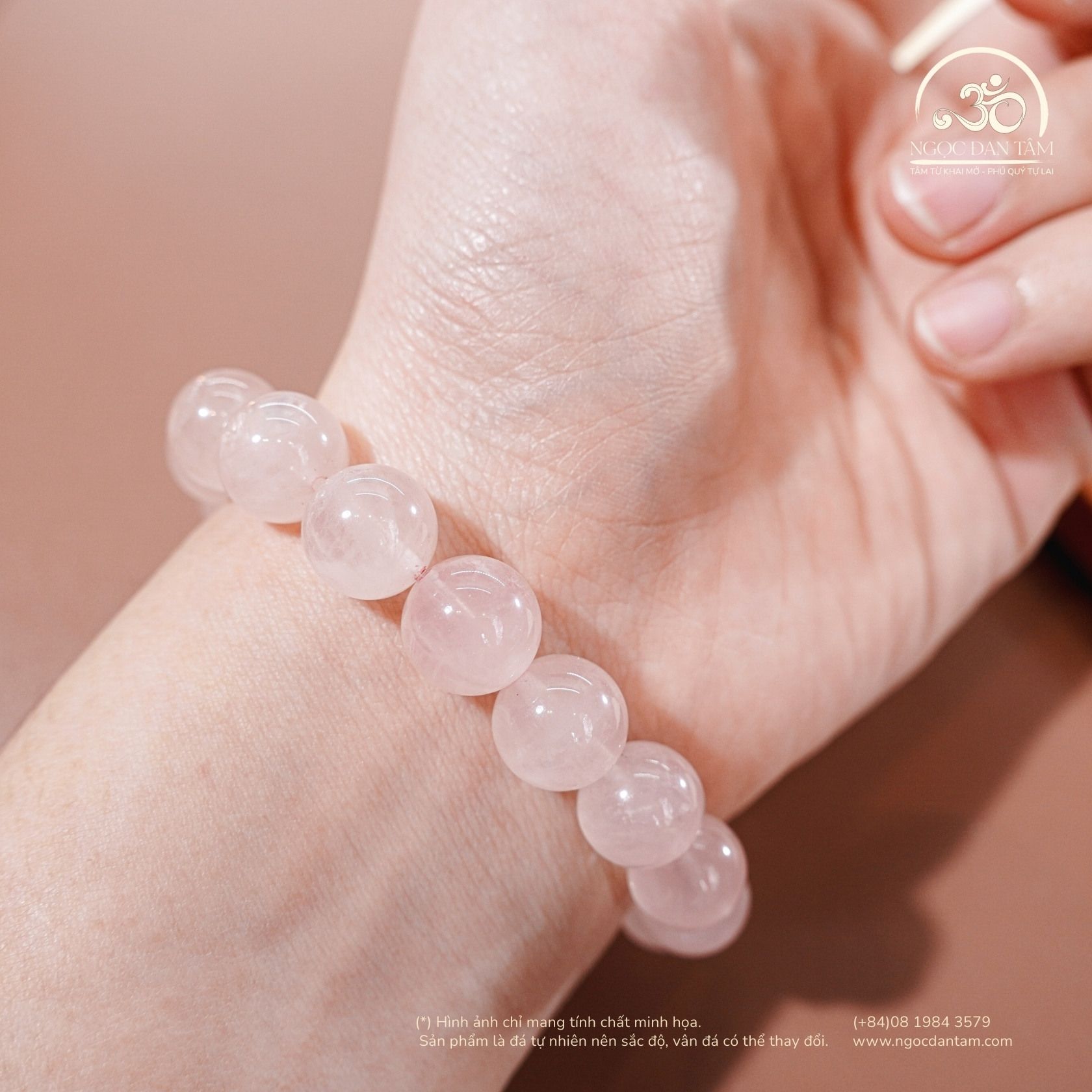  Vòng Tay Đá Thạch Anh Hồng Trong 10mm 2A 