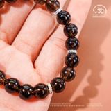  Vòng Tay Thạch Anh Khói 8mm 2A Phối Charm Mạ Bạc 