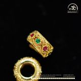  Charm Tròn Dẹp Đính Đá 8mm - Kim Loại Mạ Vàng 