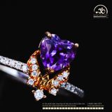  Nhẫn Bạc 925 Đính Đá Thạch Anh Tím Vuông Miện Tím 6mm 