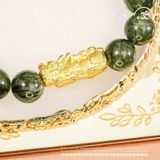  Vòng Tay Thạch Anh Tóc Xanh 12mm 4A Phối Charm Tỳ Hưu 