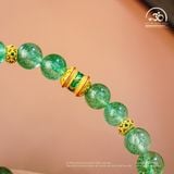  Vòng Tay Thạch Anh Dâu Tây Xanh Phối Charm Lu Thống Lục Tự 8mm - 2A 