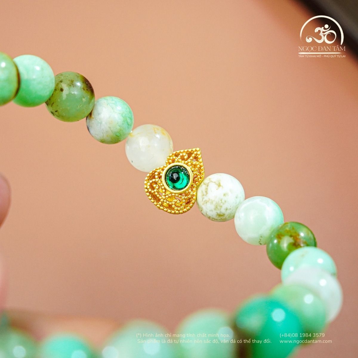  Vòng Tay Đá Cẩm Thạch Úc Phối Charm Hồ Lô 8mm 2A 