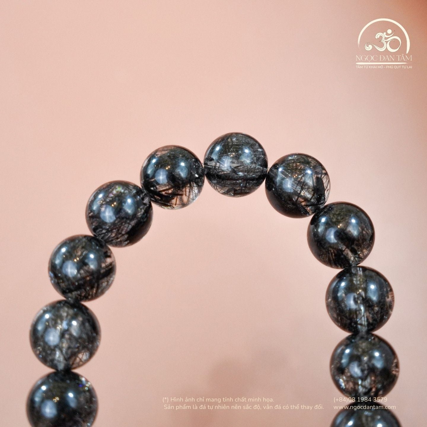  Vòng Tay Thạch Anh Tóc Đen 8mm 8A 