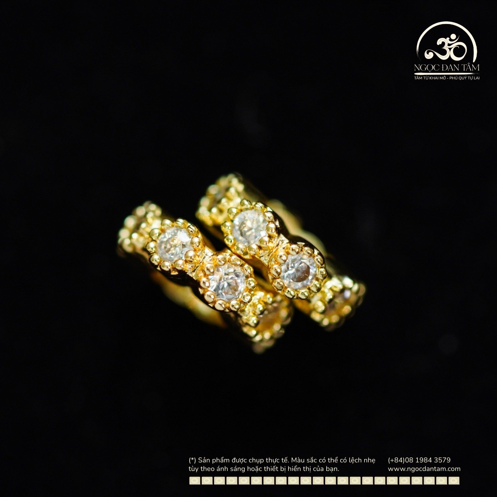  Charm Tròn Gợn Sóng Bạc Mạ Vàng 8,34mm - Bạc 925 Mạ Vàng Cao Cấp 