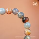  Vòng Tay Mã Não Botswana 2A - 8mm Phối Charm Mặt Sư Tử 