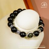  Vòng tay Tourmaline Đen 10mm 2A Phối Charm Bọc Đá 