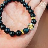  Vòng Tay Thạch Anh Mắt Chim Ưng 8mm 5A Phối Charm Bánh Xe Pháp Luân 