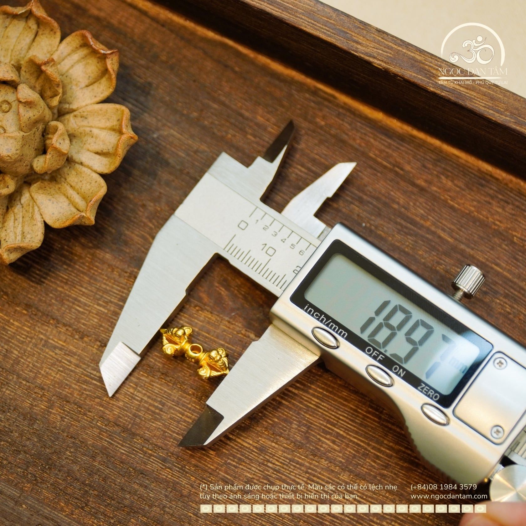  Chày Kim Cang Số 01 18,97mm - Bạc 925 Mạ Vàng Cao Cấp 