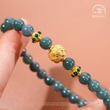  Vòng Tay Ngọc Hòa Điền 7mm 2A Phối Charm Cát Tường 