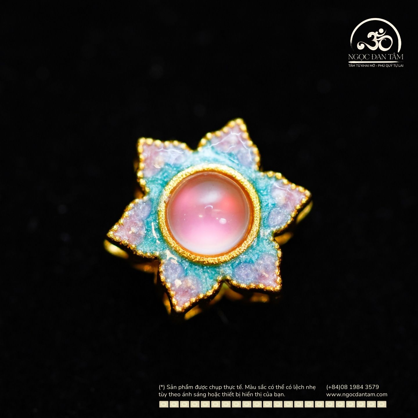  Charm Hoa Nhụy Hồng 10,84mm - Kim Loại Mạ Vàng Cao Cấp 