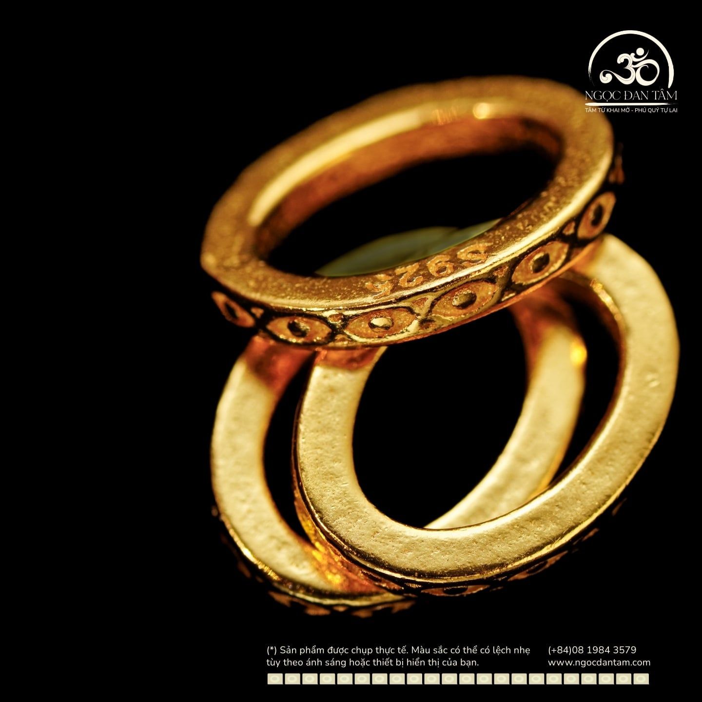  Charm Oval Mắt Dẹp 7.5mm - Bạc 925 Mạ Vàng Cao Cấp 