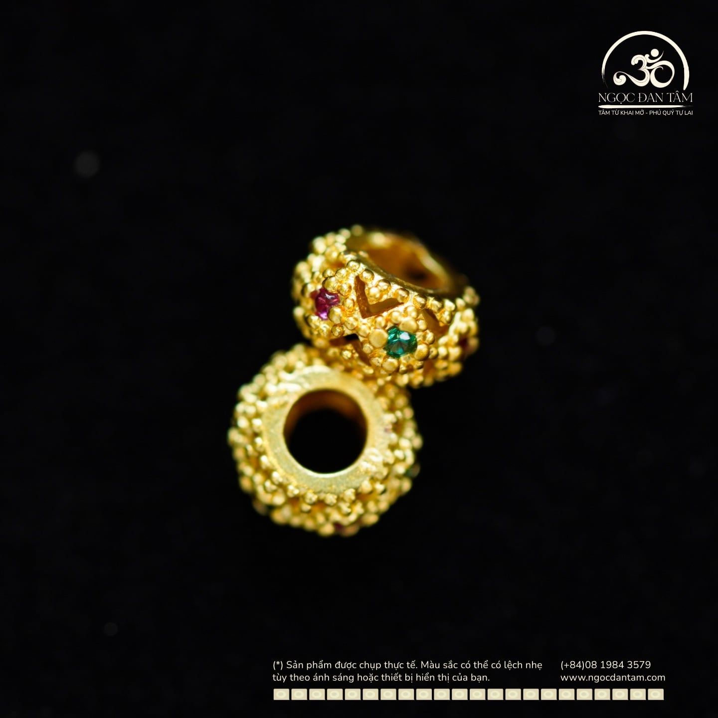  Charm Đệm Ren Đỏ Xanh Nhỏ - Kim Loại Mạ Vàng 