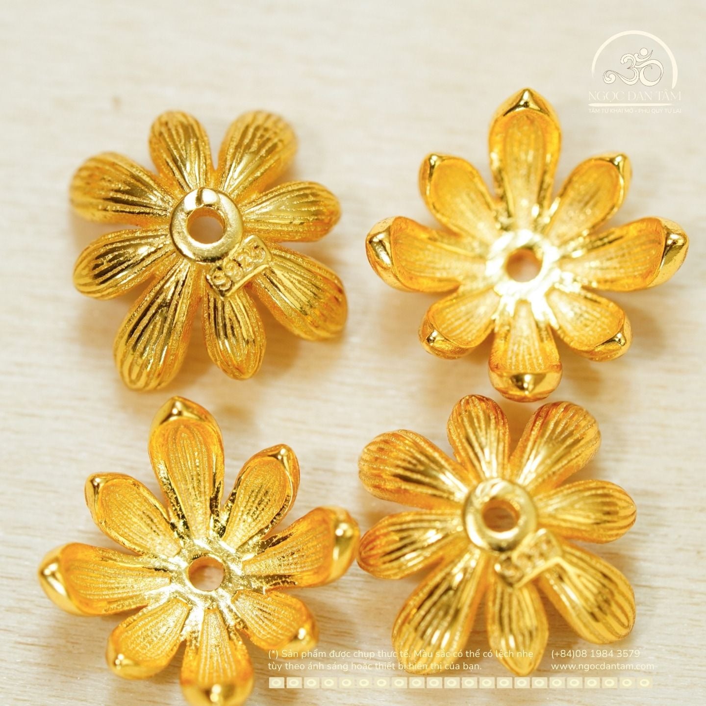  Charm Đế Hoa Lớn 11mm -  Bạc 925 Mạ Vàng Cao Cấp 