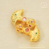  Charm Mỏ Neo Đính Đá Hồng 13mm - Bạc 925 Mạ Vàng Cao Cấp 