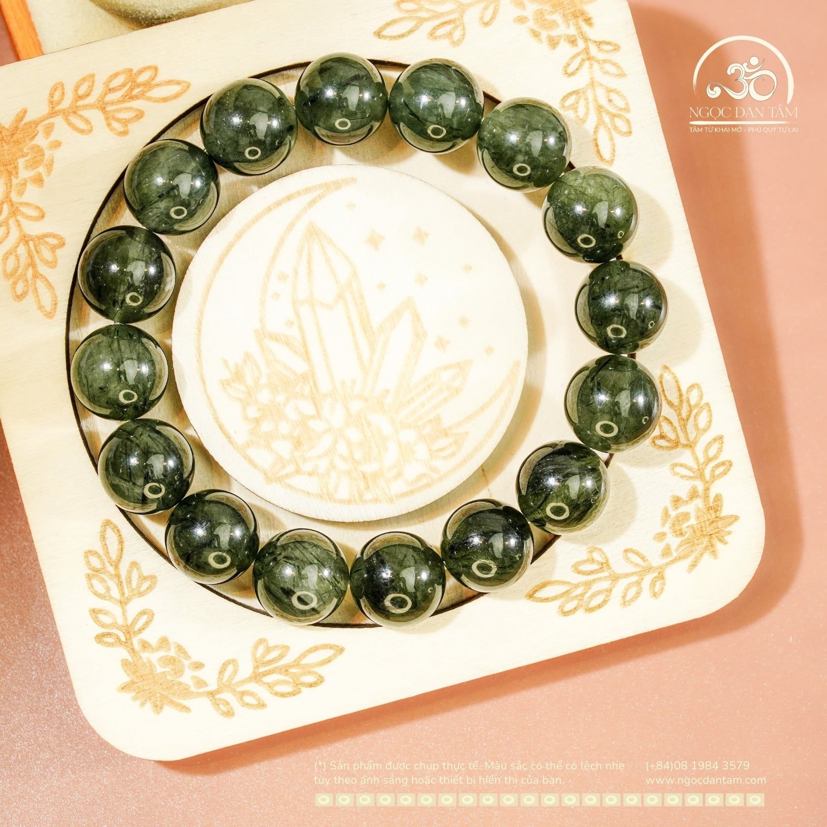  Vòng Tay Thạch anh tóc xanh 13mm 4A 