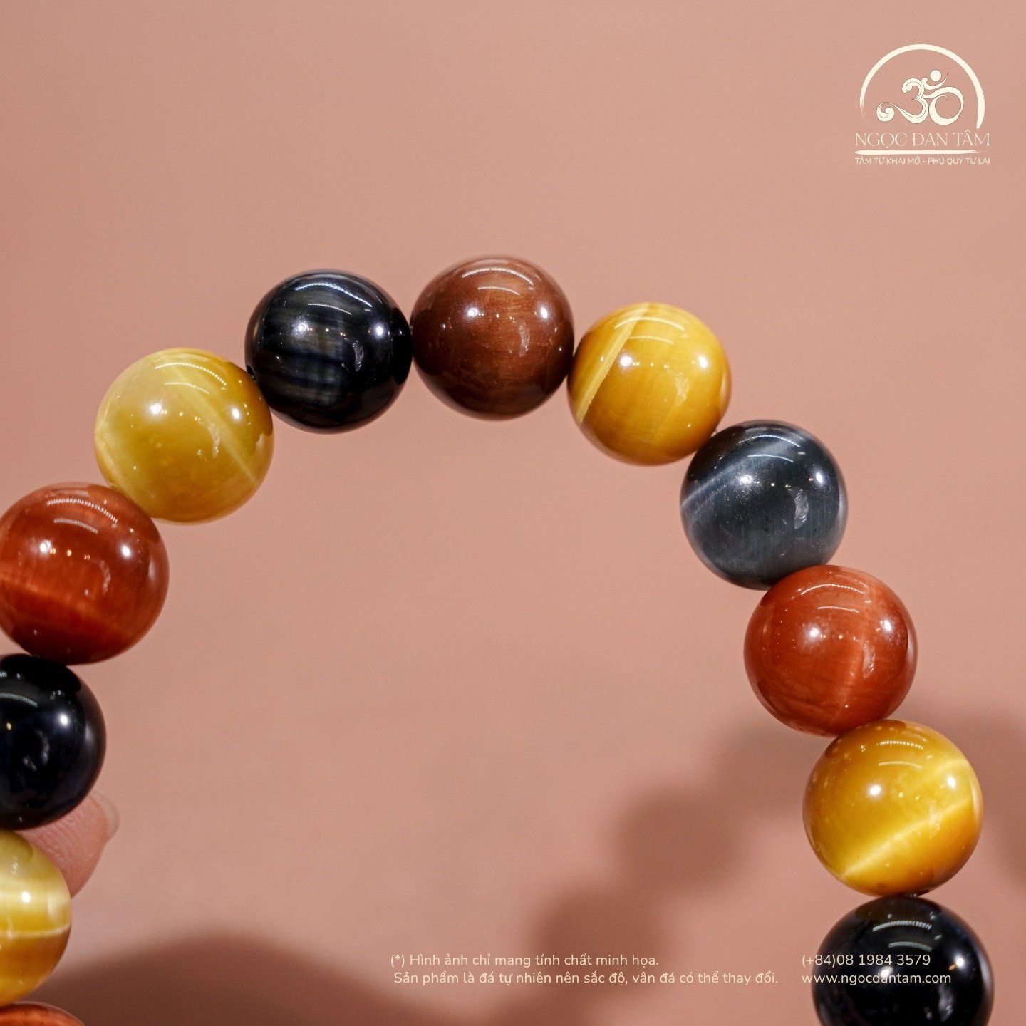  Vòng Tay Mắt Hổ Tam Tài 10mm 5A 