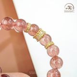  Vòng Tay Đá Thạch Anh Dâu Tây 10mm 2A Phối Charm 