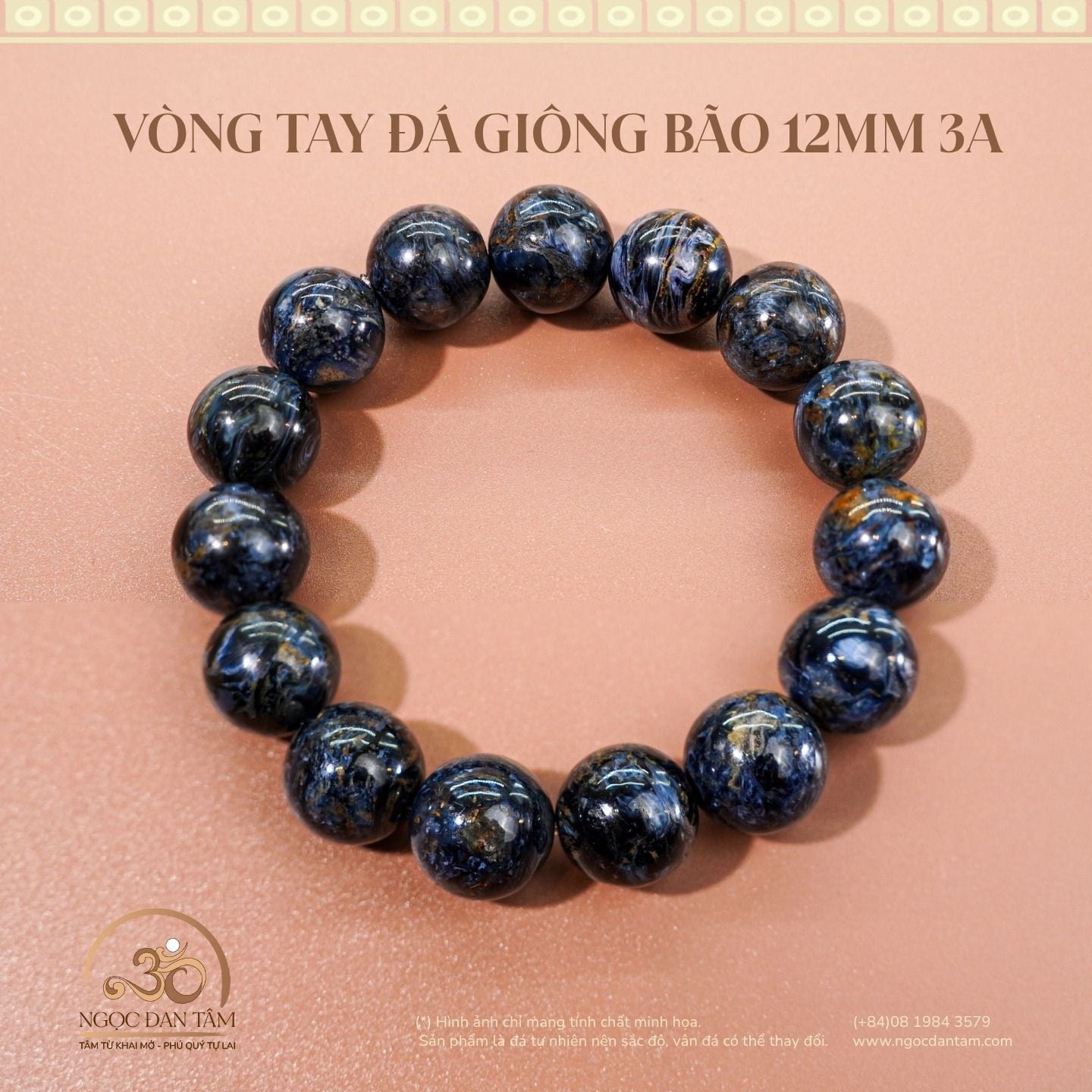  Vòng Tay Đá Giông Bão 8mm - 9mm - 10mm - 12mm 