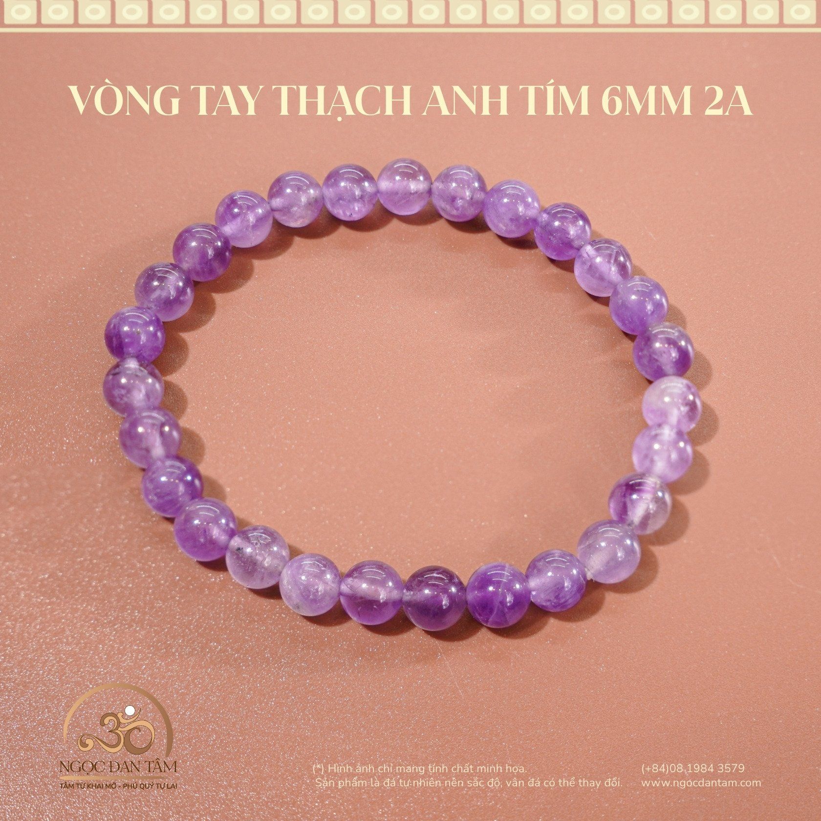  Vòng Tay Thạch Anh Tím 6mm 2A 