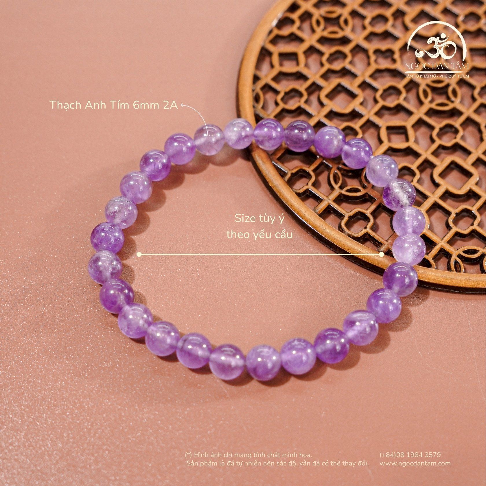  Vòng Tay Thạch Anh Tím 6mm 2A 