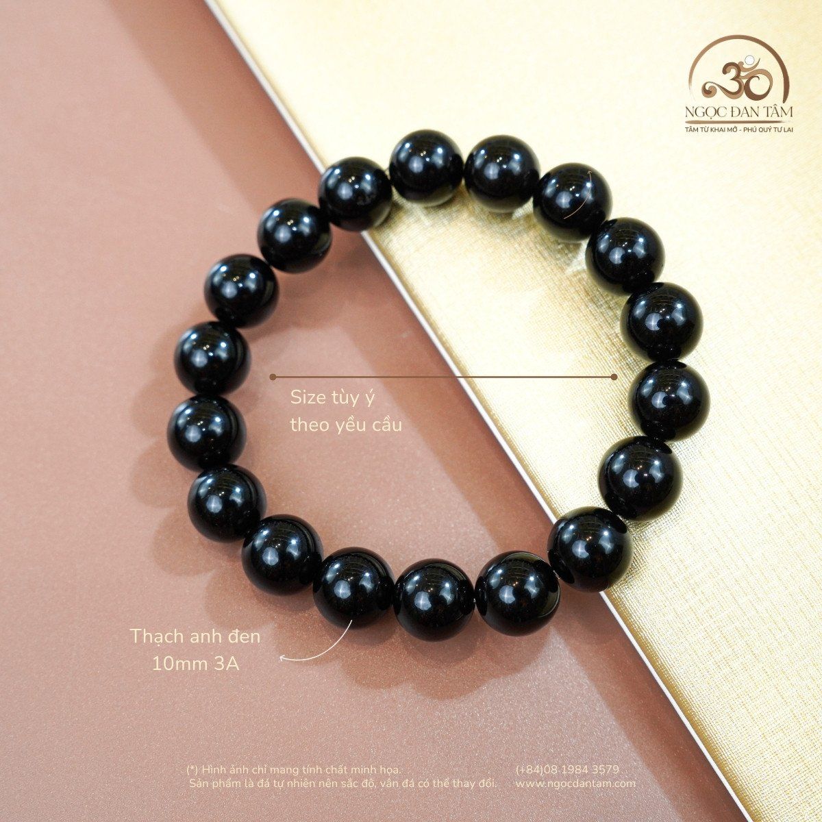  Vòng Tay Thạch Anh Đen 10mm 3A 