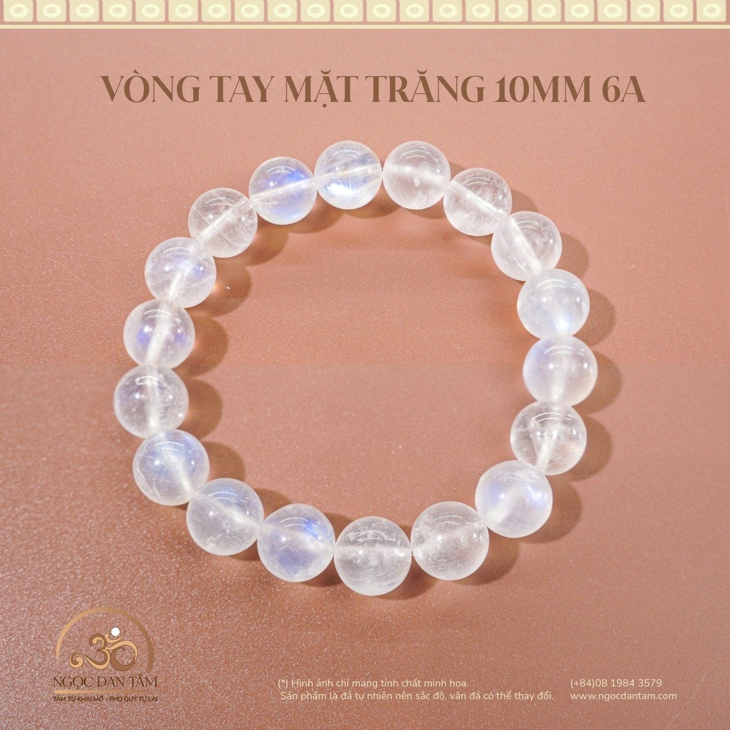  Vòng Tay Đá Mặt Trăng 10mm 6A 