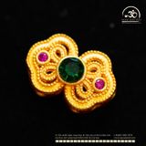  Charm Nơ Đính Ngọc Lục Bảo 17,5mm - Kim Loại Mạ Vàng Cao Cấp 