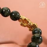  Vòng tay Thạch Anh Tóc Xanh 11mm 3A Phối Charm Tỳ Hưu 