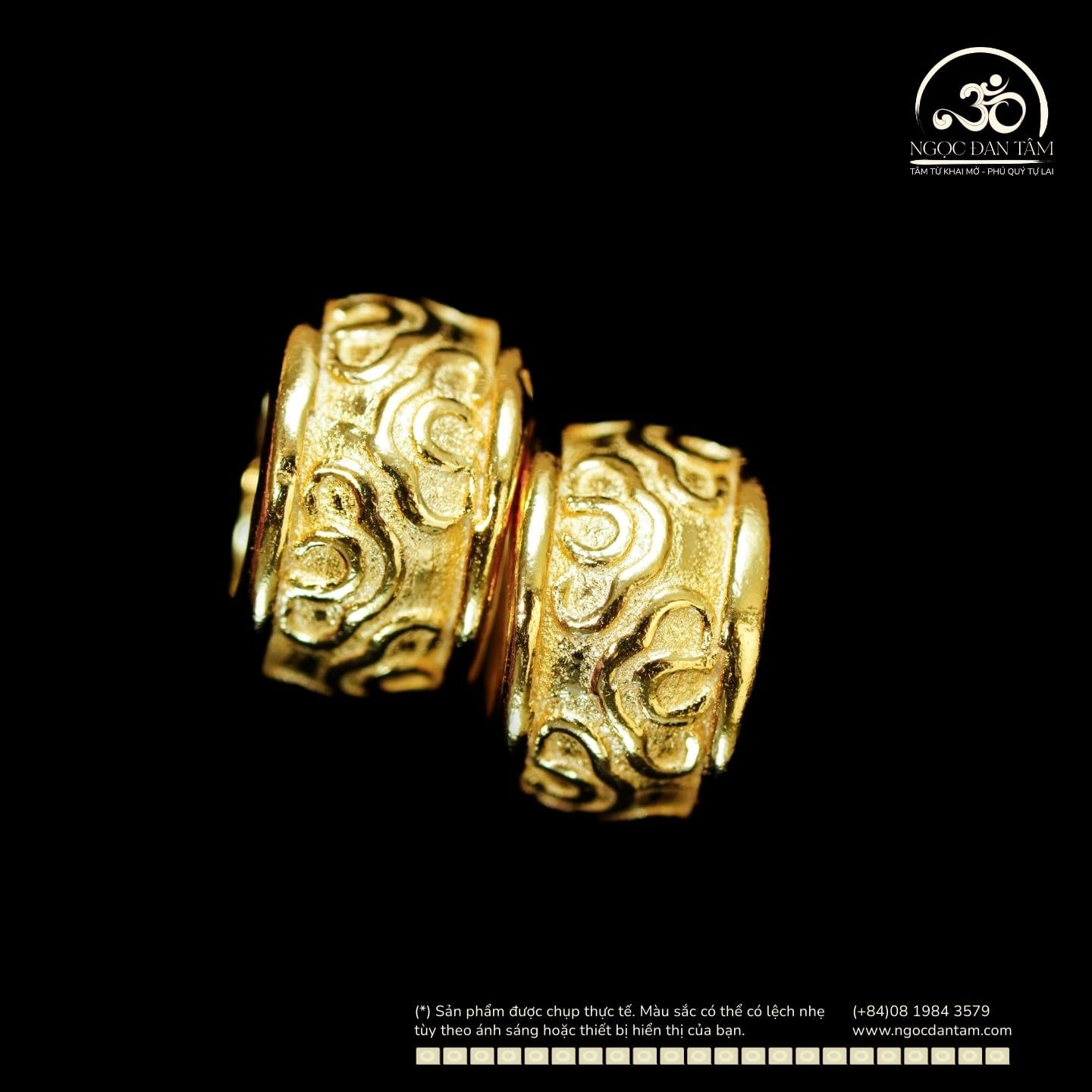  Charm Tròn Vân Mây 7.28mm - Bạc 925 Mạ Vàng Cao Cấp 