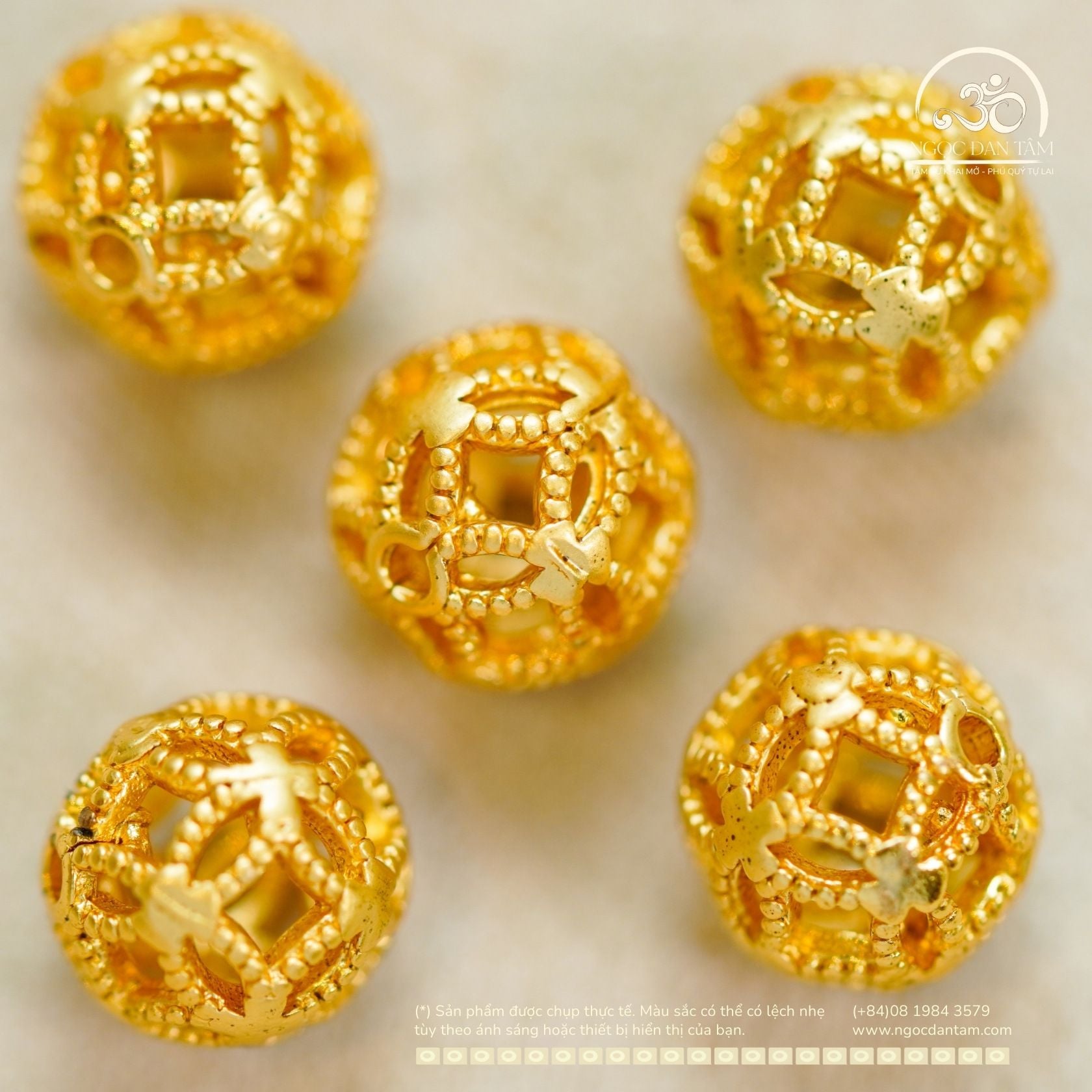  Charm Tú Cầu 7.55mm - Kim Loại Mạ Vàng 