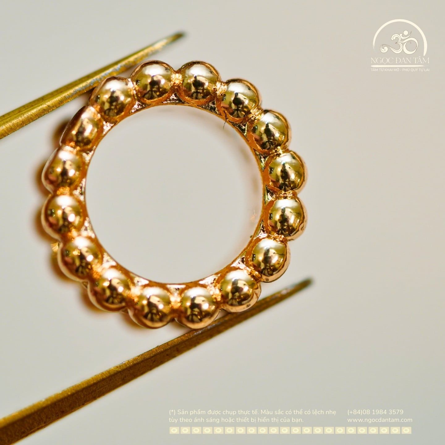  Charm Vòng Cườm Đính Đá 10,19mm - Kim Loại Mạ Vàng Cao Cấp 