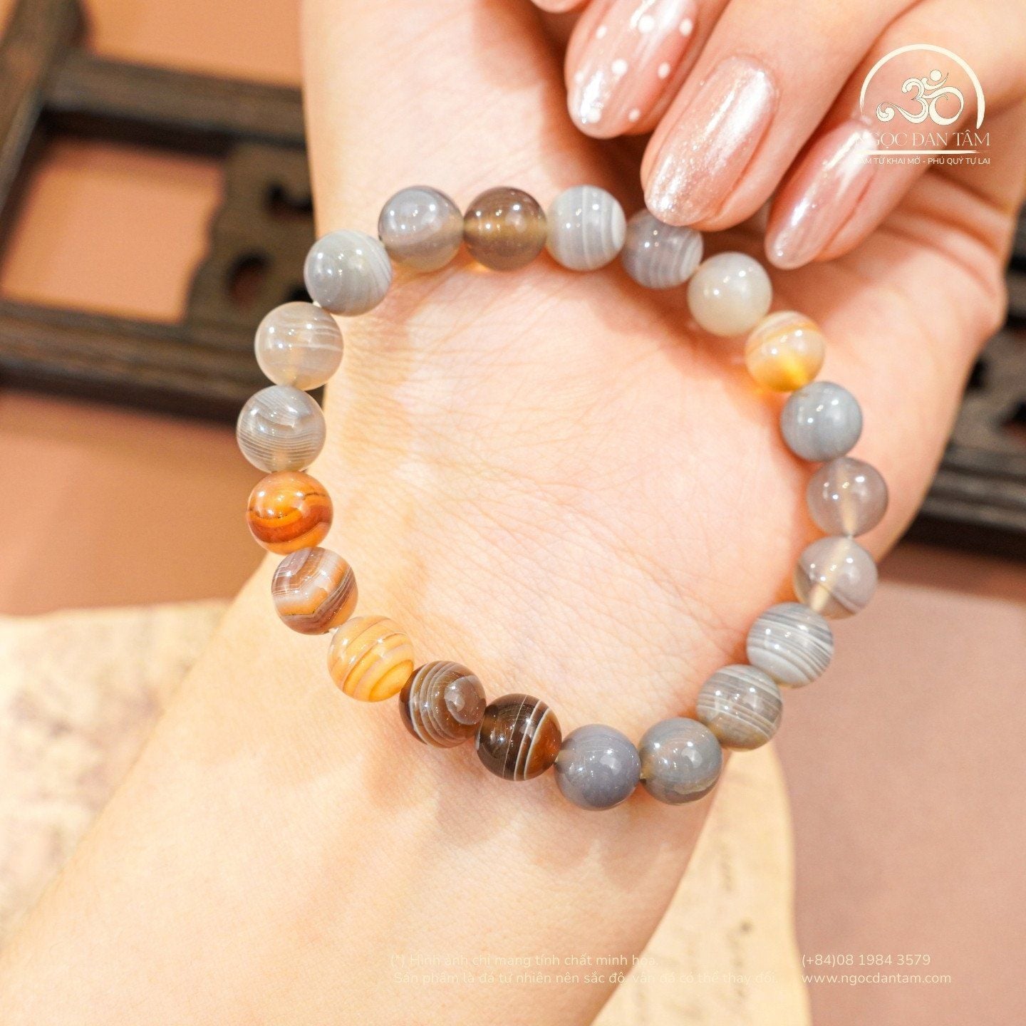  Vòng Tay Mã Não Botswana 2A 8mm 