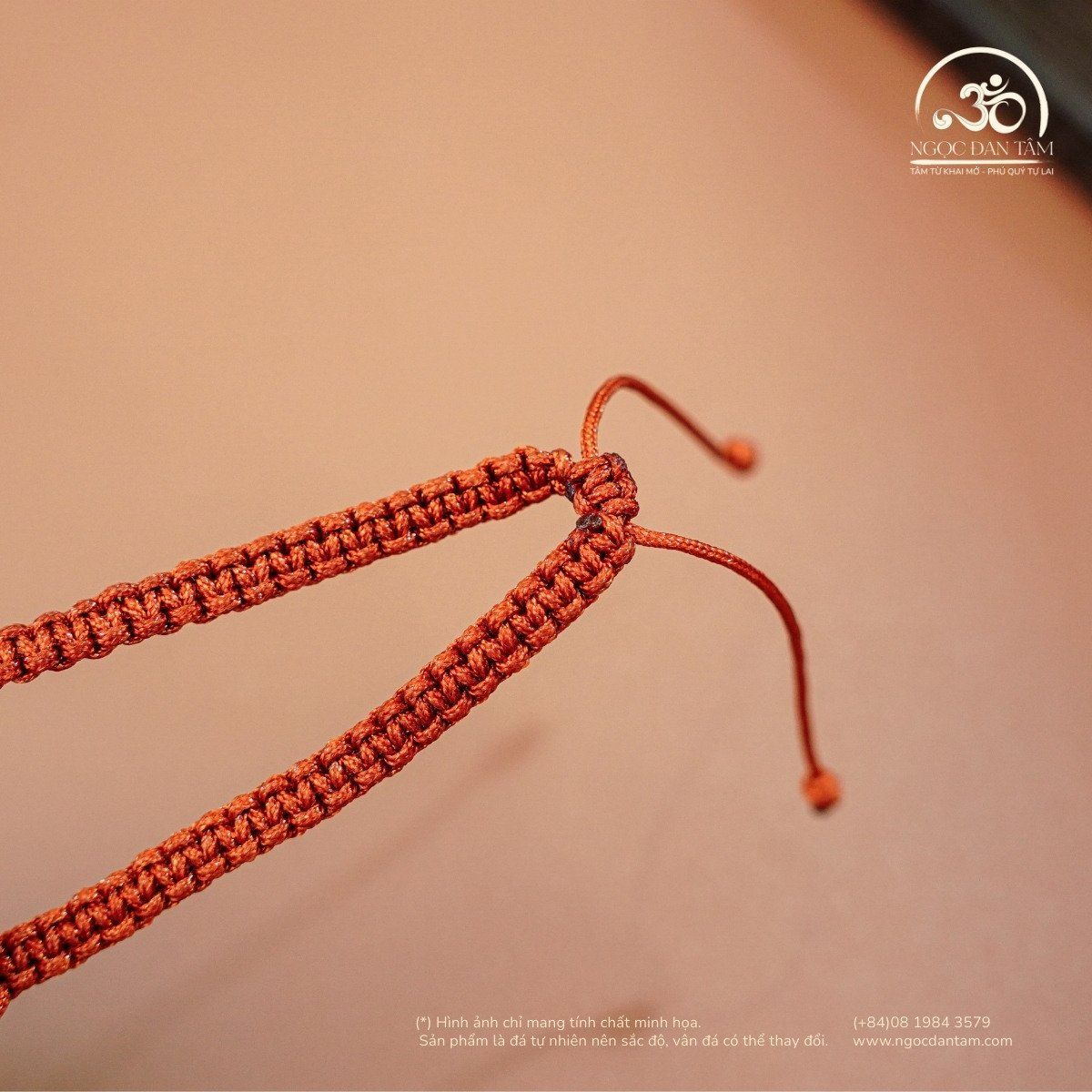  Vòng Tay Hổ Phách Cognac Dây Nút Ngang (7 Hạt) 