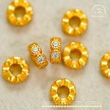  Charm Tròn Gợn Sóng Bạc Mạ Vàng 6mm - Bạc 925 Mạ Vàng Cao 