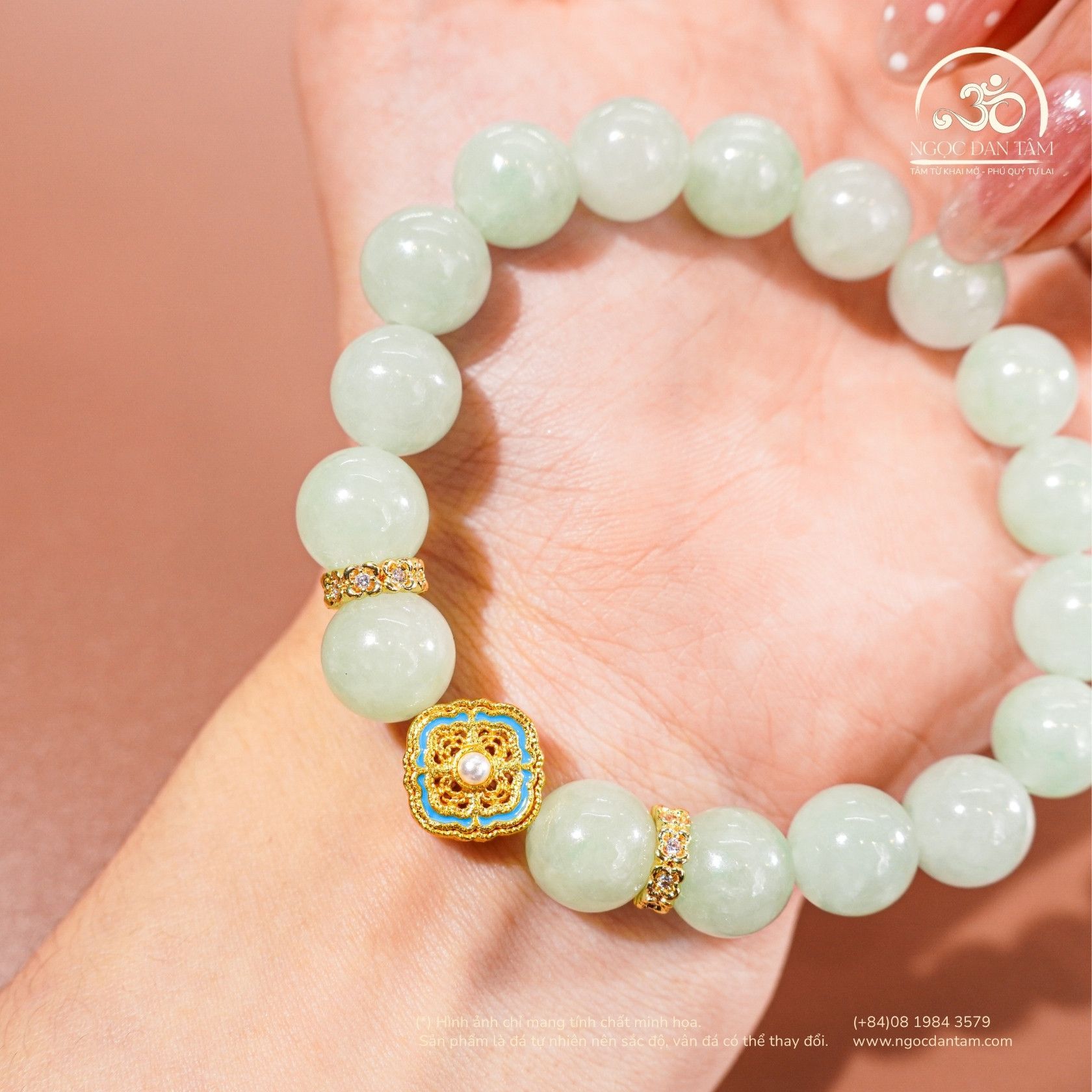  Vòng Tay Cẩm Thạch Sơn Thủy 10mm 4A Phối Charm 