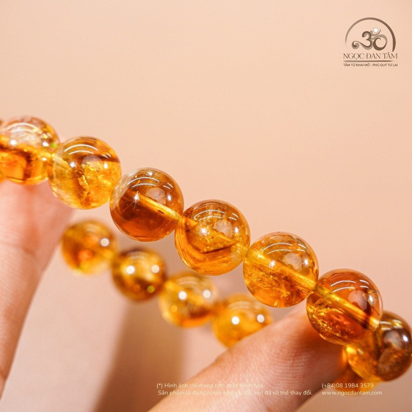  Vòng Tay Thạch Anh Vàng Hoa Bay 11mm 3A 