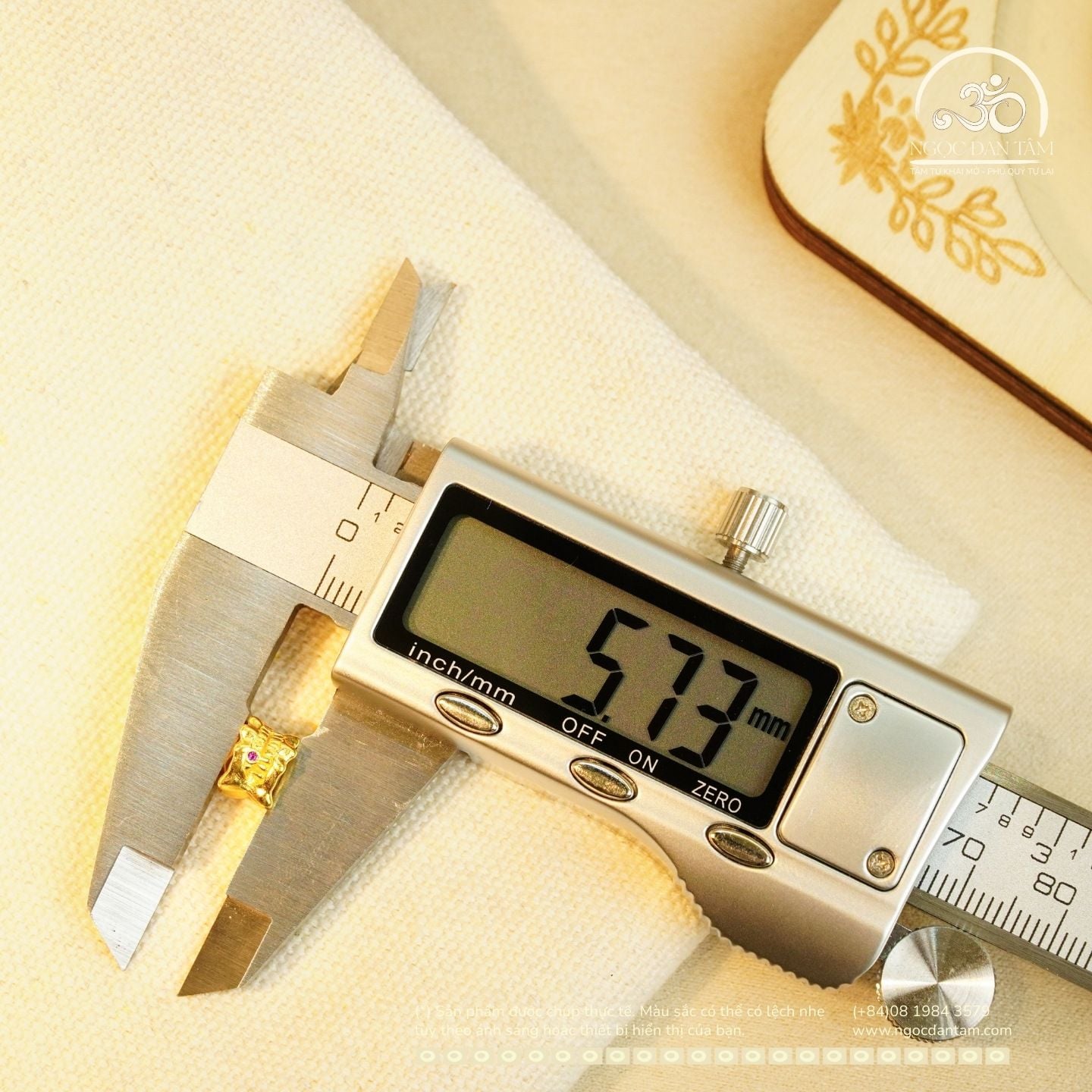  Charm Răng Đính Đá Hồng Nhỏ 5.73mm - Bạc 925 Mạ Vàng Cao Cấp 