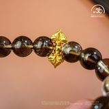  VòngTay Đá Thạch Anh Khói 10mm 2A Và Đá Topaz 10mm 2A Phối Charm Chùy Kim Cang 